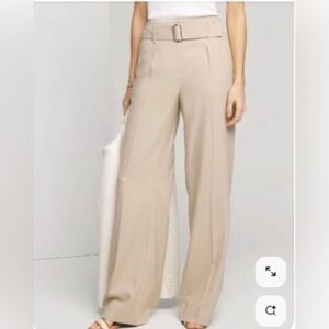 White House‎ Black Market Belted Wide Leg Linen Look Pants Size 4 Inseam 31